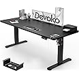Devoko Electric Standing Desk 180 x 80cm with USB Charging Height Adjustable Desk with Desktop Sit Stand Up Desk Heavy Duty Steel 3 Memory Smart Pannel(Black)
