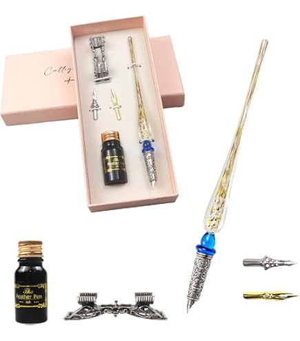 Penna Calligrafia Vetro Cristallo - Penna Ad Immersione Artigianale Per Scrittura Artistica - Foto 3