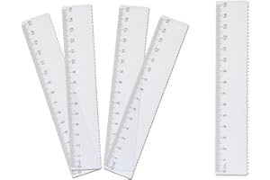 AMANDELIZABE Righelli in plastica, righello da 15 cm, righello di precisione trasparente, con scala metrica e pollice, suddivisione in centimetri in rilievo, per scuola, ufficio, casa
