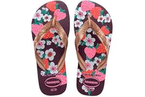 Havaianas - Kids Flores, Tongs, Confortables, Durables et Amusantes, Semelle avec Motif Floral, Lanières Métallisées et Semelle Antidérapante, Filles