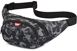 YOOLUAN wasserdichte Gürteltasche Bauchtasche 4 Reißverschluss Taschen Wandern Outdoor Sport Hüfttasche Urlaub Geld Pouch Pack