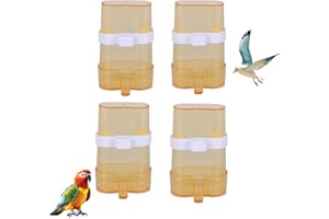 Liwein 4 Pièces Distributeur d'animaux de Compagnie Distributeur d'eau Plastique Transparent Abreuvoir Automatique Mangeoire à Oiseaux pour Cage à Oiseaux Petit Animal (Jaune)