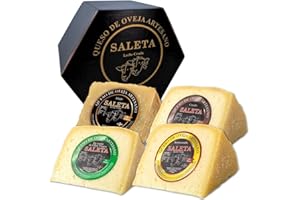 AMAISSO Coffret Cadeau Premium Fromage Manchego Espagnol | Fromage de brebis | Plateau de Fromages | 4 variétés: affinés, semi-affinés ou à l'huile d'olive vierge extra | "Pack le plus Récompensé 1 Kg"