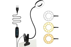 CHEERHOM Lampada da lettura con clip, LED flessibile a 360°, 3 modalità luminose e 10 livelli di luminosità, lampada da comodino USB, lampada da tavolo a LED a risparmio energetico per comodino, letto e
