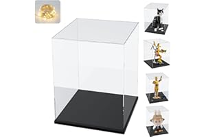 ELEPURE Vitrina Expositora para Colecciones para Lego Gato Tuxedo 21349 para Lego C3PO 75398 77072 43230, Expositor Cajas de Metacrilato Transparente Vitrinas Expositoras Acrílica, Negra 25x25x40cm