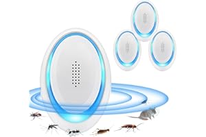 PEHTIY Repelente Ultrasónico de Plagas, 4 Pack Electrónico Repelente Mosquitos Control de Plagas, Repelente Ultrasónico Ratas para Anti Mosquitos, Moscas, Ratones, Cucarachas, Arañas, Roedores
