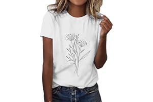 MJGKHIY T-Shirt Donna Manica Corta Curvy Larghe Stampate con Girocollo Larghe Elegante Moda Top Camicia Cotone Magliette Curvy T-Shirt Casual Tee Ampia Blusa Maglia Donna Elegante Fiori