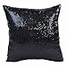 Produktbild JOTOM Einfarbig Glitter Pailletten Kissenbezug Home Decor Dekokissen Fall für Sofa Auto Kissenbezüge, 40x40 cm (Schwarz)