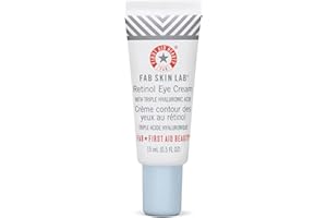 First Aid Beauty FAB Skin Lab, Crème Liftante et Raffermissante pour les Yeux au Rétinol et Trois Acides Hyaluroniques (15 ml), Revitalise et Illumine, Cadeau pour Femme