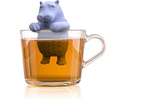 Winkee - Passoire à thé hippopotame mignon | Infuseur à thé amusant | Infuseur à thé amusant | Passoire à thé pour tasse | Passoire à épices en silicone | Figurine de boule à thé en forme d'animal