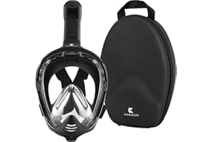 Khroom® Masque de Plongée Intégral | CO2 sans Risque Garantie de TÜV | Modèle 2021 | pour Adultes et Enfants | Masque Plongee Seaview BC (Noir Mat+Soft-Case, L/XL)
