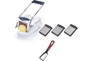 Westmark Coupe-frites et Légumes + éplucheur de pommes de terre, finger food-légumes-fruit-ticker avec 3 inserts de coupe Easy Stix et Eplucheur économique Gallant, 118022E6