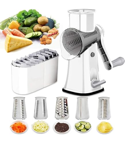 Râpe électrique Multifonction 5 En 1 COOCHEER - 150W, 5 Lames Interchangeables - Pour Légumes, Fruits, Fromage - 6