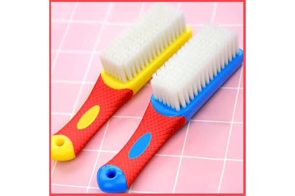 Wolpin Bathroom Cleaning Brush (Pack of 2) Sink Brush Shoe Brush Multipurpose Polypropylene Cleaning Tool for Home Kitchen Washbasin - Red & Blue