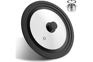 PCXWTLN Universal Silicone Pot Lid, Multi-Functional Heat-Resistant Cover Fits 28cm/30cm/32cm Pans, Tempered Glass Pan Lids with Silicone Rim, Fits Frying Pans Woks Saucepans Skillets Cookware Replacement Lid