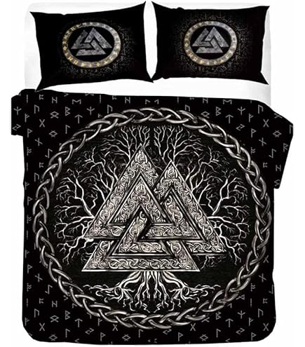 RFFLUX Wikinger Bettwäsche 135x200cm - 3D Microfaser Set Mit Kissenbezug