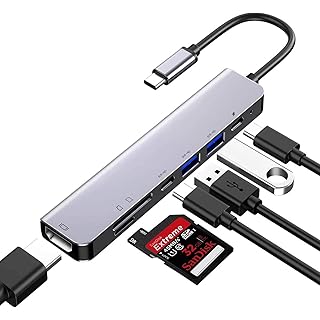 Artek USB C Type HUB 7 in 1 Adapter Multi Port Dongle Type-C to USB 3.0 , USB 2.0 Port, 4K HDMI , PD 3.0 Charging Port, SD/TF