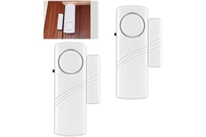CVMGO 2 Pack Magnetic Door Window Alarm, 90dB Wireless Security Alarm Sensor Battery Operated Burglar Sensor Warnning Detector for Home Office School Garage Shed Shop Hotel Entry Vibration Alert System