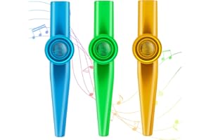 Grevosea Kazoo Kazoo per adulti Kazoo in metallo multicolore con 6 pezzi kazoo flauto membrana kazoo strumento kazoo per bambini regali premi e bomboniere (blu, verde, giallo)
