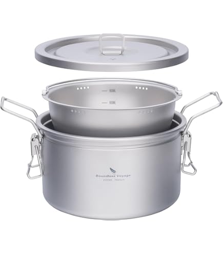 iBasingo Titanium Soep Pot 4,5 L Outdoor Kookgerei Lichtgewicht Picknick Wandelen Huishouden Keukengerei Koken Kit voor 3-5 Personen Ti2112C
