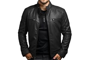 GaoLeAve Frühling Sommer Herrenbekleidung Lederjacke Herren Stehkragen Punk Ledermantel Herren Frühling und Herbst Lederjacke