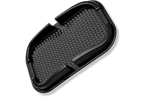 KEQAR 3 in 1 Tappetino in silicone antiscivolo, supporto per telefono cellulare, supporto per telefono da cruscotto, tappetino in silicone per ufficio e casa (nero)