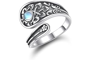 CUPENDA Mondstein Ring für Damen Sterling Silber Regenbogen Einstellbar Bandringe Schmuck Geschenke für Mädchen