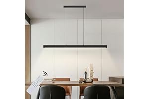 SENFAY Lampara Colgante Cocina LED Moderna, 100cm Lampara techo Colgante Negro Regulable con Control Remoto, 36W Lampara Comedor lineal, Iluminación Colgante regulable altura para Comedor Cocina Oficina