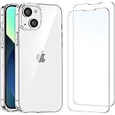 NEW'C Cover per iPhone 13 (6,1 Pollici) Gel TPU in silicone custodia ultra trasparente e 2 × vetro temperato per iPhone 13 (6