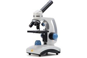 Swift Microscopio monocular Compuesto SW100,40X-1000X, luz Dual, Enfoque Fino de precisión, Ocular de Campo Amplio 25X y Capacidad inalámbrica para Estudiantes Principiantes