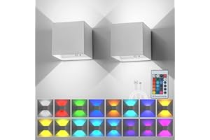 ‎SENFAY 2 Stück LED Wandleuchte Innen, Akku Wandlampe Dimmbar mit Fernbedienung, 4 Modi 16 Farben, Kabellose Batterie lampe, USB Ladeanschluss Batteriebetrieben, RGB Wandbeleuchtung Wohnzimmer Flur Treppen