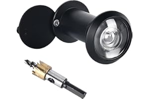 FUNNYTEK Door Viewer, Solid Brass 220 Degree Peephole, with 16mm (5/8") Drill Bit Wide Angle Door Spy Hole, Security for Front Door for 35-60mm Thick Doors Peep Hole, Door Spyhole for Safety, Black