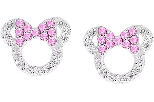 baobei mickey Maus silber Ohrstecker 925 Sterling Silber rosa 5A Zirkonia Hypoallergene kleine Schläfer Minnie Maus Ohrstecker Schmuck Geschenk für Frauen Mädchen Kind mit Schmuckschatulle