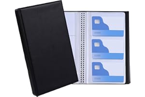 SOGHO Porta biglietti da visita, per 480 carte di credito, salvaspazio, per ufficio, in pelle PU, per biglietti da visita, per ufficio e pratica, colore: nero