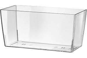 TECNOKIT Teraplast vaso rettangolare trasparente in resina Coimbra, dimensioni cm 30x15x15h, fioriera effetto vetro per interno ed esterno