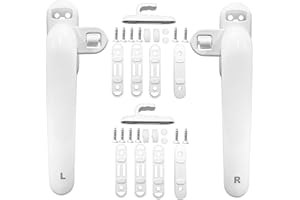 KAGUOL 2 Pcs Poignée de Fenêtre en Alliage D'aluminium, Poignées de Fenêtre, Tige en Métal, Poignée En Aluminium Massif, Peinture Miroir, Blanc(5,3cm×13cm), Direction Gauche + Direction Droite