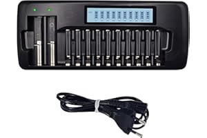 Palogreen Uniwersalna ładowarka do akumulatorów - 12-gniazdowa Inteligentna ładowarka do akumulatorów z wyświetlaczem LCD z funkcją rozładowania do akumulatorów 1,2V AA/AAA NI-MH