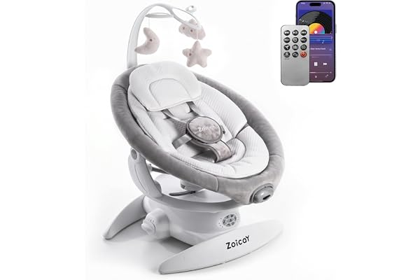 3-i-1 elektrisk babygunga med 9 lägen, autogung och vibration | 360° roterbar, 2 lutningar, timer, musik, fjärr & Bluetooth, 0-9 mån, 11 kg