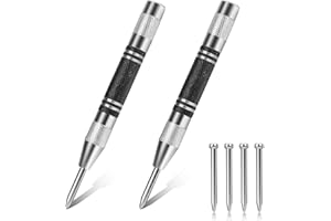 KALIONE Punzone Centrale Automatico Confezione da 2 Punzone Centrale Caricato a Molla per Impieghi Pesanti Punzone Centrale Automatico per Impieghi Pesanti Strumento Punzone Centrale a Tensione Regolabile con