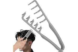 LEHEEYWT Texture Comb, Roots Volume Tool Fluffy Styling Comb Hair Styling Accessories for Mens Womens, V Wide Tooth Combs for Curls (Grey)