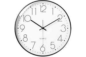 LiRiQi Reloj de Pared Moderno, 30 cm Grandes Decorativos Silencioso Interior Reloj de Cuarzo de Cuarzo Redondo No-Ticking para Sala de Estar, Diseño Moderno Apto para Decorar Hogar Oficina Escuela