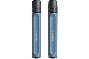 LifeStraw Peak Series - Personal Water Filter Straw for Backup Filtration, Emergency, Survival, and Ultralight Hydration, Mountain Blue, 2 Pack