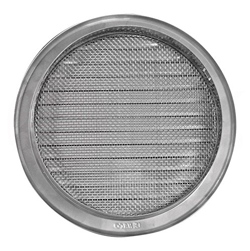 Wetterschutz Lamellen Edelstahl Lüftungsgitter Ø 150 mm Zuluft Abluft rund mit Insektennetz Garage Küche Bad Wand Lufthaube - 3