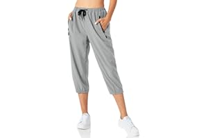 Butrends Pantalon de Jogging léger pour Femme Pantalon de Longueur 3/4 à séchage Rapide Pantalon de survêtement Court Pantalon de randonnée décontracté avec Poches à glissière Pantacourt Femme été