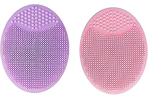 AEIOPRS 2 szt. Miękki silikonowy pędzel do czyszczenia twarzy do masażu peeling porów różowy fioletowy