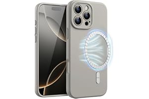 ‎JETECH JETech Magnetyczne Silikonowe Etui do iPhone 16 Pro Max 6,9 Cala, Kompatybilne z MagSafe, Jedwabisty Miękki Dotyk, Amortyzujące Osłona z Obiektywem Aparatu Pełna Ochrona (Tytan Naturalny)