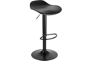 Baroni Home Sgabello Girevole con Altezza Regolabile, Fondo AntiGraffio e Poggia Piedi, per Cucina, Ristorante e Bar, Leggero e Montaggio Facile, 40x40x64-86 cm, 1 Pezzo, Nero