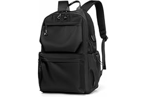 FIORETTO Lightweight School Backpack Rucksack Bag for Women, Cute School Bag for Teenage Girls Boys, Water Resistant 15.6 Inch Laptop Backpack Bookbag Preppy Secondary College Work Travel Black