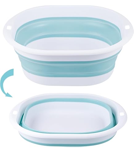 Bacinella pieghevole per lavare le mani, confezione da 2, 5 l, multiuso, per esterni, vasca pieghevole in plastica, per viaggi, campeggio, escursionismo, camper