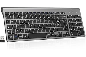 cimetech Clavier sans Fil, Clavier AZERTY Français avec Récepteur Nano USB 2.4GHz Ergonomique Compatible avec Windows/MacOS, Windows PC Laptop - Gris